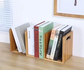 img 4 attached to 📚 Salafey Bamboo Expandable Desktop Bookshelf- Mini Organizer for Office or Home Tabletop