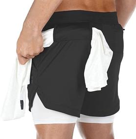 img 3 attached to DIOTSR Men's 2 in 1 Running Training 🩳 Shorts: Gym Workout Athletic Shorts with Towel Loop (7-inch)