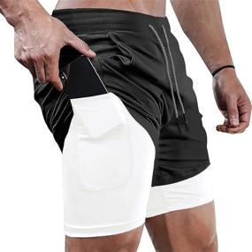 img 4 attached to DIOTSR Men's 2 in 1 Running Training 🩳 Shorts: Gym Workout Athletic Shorts with Towel Loop (7-inch)