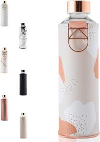 img 4 attached to 🍶 EQUA Glass Water Bottle - 25 oz - Leak Proof and BPA Free - 100% Borosilicate Glass - Faux Leather Sleeve (Heavens)