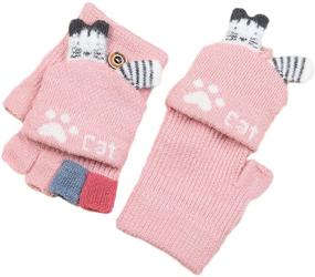 img 3 attached to 🧤 Cute and Cozy Convertible Knitted Fingerless Gloves: The Perfect Cold Weather Accessories for Toddler Girls