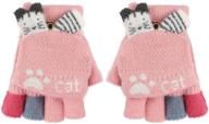 🧤 cute and cozy convertible knitted fingerless gloves: the perfect cold weather accessories for toddler girls logo