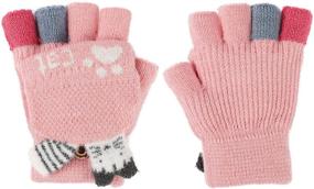 img 2 attached to 🧤 Cute and Cozy Convertible Knitted Fingerless Gloves: The Perfect Cold Weather Accessories for Toddler Girls