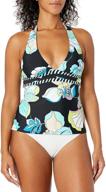 👙 trina turk women's v-neck halter tankini swim top logo