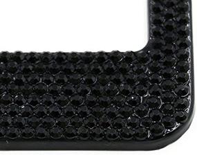 img 1 attached to 🌟 Sparkling Black Rhinestone License Plate Frames for Women - 2 Pack Bling Plate Covers with Crystal Diamonds, Handcrafted Stainless Steel, Chrome Car Plates (Black)