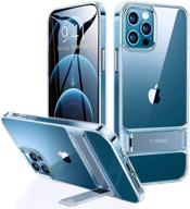 🌙 torras moonclimber iphone 12 pro case: 3 stand ways, 12x armor-level protection, adjustable metal kickstand, shockproof slim transparent stand cases 6.1 inch - clear logo