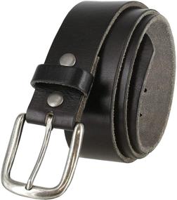 img 4 attached to 👔 Refined Style: Grain Leather Casual Brass Buckle Belts for Men's Accessories