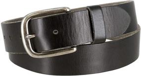 img 3 attached to 👔 Refined Style: Grain Leather Casual Brass Buckle Belts for Men's Accessories