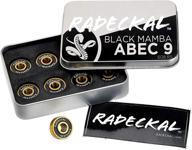 radeckal black mamba abec 9 skateboard bearings: high precision, long lasting & pre-lubricated for skateboards, longboards, cruisers - 608 rs with built-in spacers logo