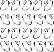 💍 whaline 36 pcs silver diamond engagement rings: perfect wedding table decorations, party supply, favor accents, cupcake toppers (36 packs) logo