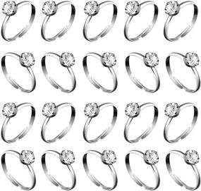 img 4 attached to 💍 Whaline 36 Pcs Silver Diamond Engagement Rings: Perfect Wedding Table Decorations, Party Supply, Favor Accents, Cupcake Toppers (36 Packs)