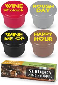 img 4 attached to 🍷 Hilarious Silicone Wine Bottle Stoppers - SURDOCA's 4 Reusable Cute Cork Rubber Caps for Unique White Elephant Gifts - Under $10!