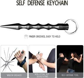 img 3 attached to 🔑 Ultimate Self Defense Keychain Set: 10-in-1 Kit with Airtag Case, Alarm, Chain & Whistle – Perfect for Women and Kids, Black Marble Design