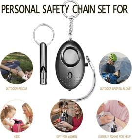 img 2 attached to 🔑 Ultimate Self Defense Keychain Set: 10-in-1 Kit with Airtag Case, Alarm, Chain & Whistle – Perfect for Women and Kids, Black Marble Design