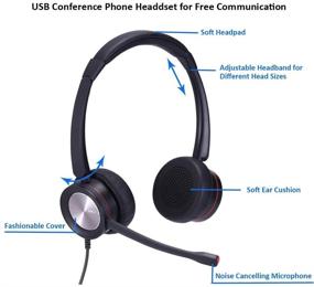 img 3 attached to 🎧 High-Quality USB Headset with Noise Cancelling Microphone for Work, Gaming, and Communication on PC Laptops: Skype, Microsoft Teams, Zoom, Softphones, Rosetta Stone