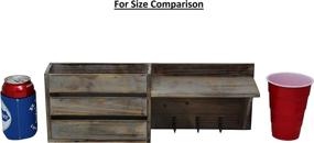 img 1 attached to 🏡 Rustic Wall Mounted Key & Mail Holder/Organizer with 3 Key Hooks, 1 Compartment, and Shelf - Vintage Torched Wood Finish - Entryway or Mud Room Decor – Organizes Documents, Bills, Letters, Keys and More - Barnwood