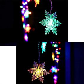 img 2 attached to 🎄 Lainin 12ft/3.5M USB Powered Snowflake Curtain Night Light - 8 Modes Icicle Fairy String Light, Ideal for Christmas Wedding Holiday Party Decor - Multi Color