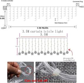 img 1 attached to 🎄 Lainin 12ft/3.5M USB Powered Snowflake Curtain Night Light - 8 Modes Icicle Fairy String Light, Ideal for Christmas Wedding Holiday Party Decor - Multi Color