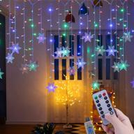 🎄 lainin 12ft/3.5m usb powered snowflake curtain night light - 8 modes icicle fairy string light, ideal for christmas wedding holiday party decor - multi color logo