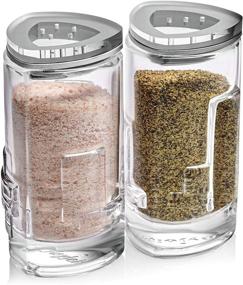 img 4 attached to JoyJolt Salt Pepper Shakers - 2Oz Set of 2 Premium Quality Glass 🧂 - Elegant Triangle Design - Non-BPA, Dishwasher Safe - Perfect for Home, Restaurant, Hotel