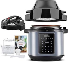 img 4 attached to 🍲 6 Quart Michelangelo Pressure Cooker Air Fryer Combo - All-in-1 with Two Detachable Lids for Pressure Cooker, Pressure Fryer, Air Fryer, Rice, Slow Cooker, Steamer & Warmer