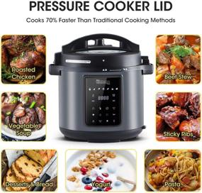 img 1 attached to 🍲 6 Quart Michelangelo Pressure Cooker Air Fryer Combo - All-in-1 with Two Detachable Lids for Pressure Cooker, Pressure Fryer, Air Fryer, Rice, Slow Cooker, Steamer & Warmer