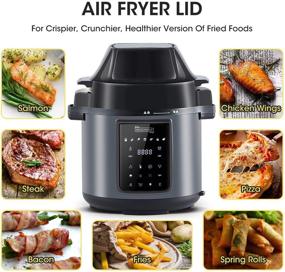 img 2 attached to 🍲 6 Quart Michelangelo Pressure Cooker Air Fryer Combo - All-in-1 with Two Detachable Lids for Pressure Cooker, Pressure Fryer, Air Fryer, Rice, Slow Cooker, Steamer & Warmer