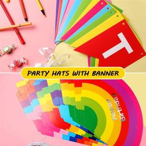 img 1 attached to 🌈 Colorful Rainbow Birthday Party Hats Set with Happy Birthday Banner - Perfect Decoration for Adult and Kids Birthday Parties, Set of 20