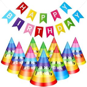 img 4 attached to 🌈 Colorful Rainbow Birthday Party Hats Set with Happy Birthday Banner - Perfect Decoration for Adult and Kids Birthday Parties, Set of 20