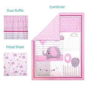 img 3 attached to La Premura Pink Elephant Baby Nursery Bedding Set for Girls - Love Balloons &amp; Elephants, Standard Size 3-Piece Crib Set in Pink &amp; Gray