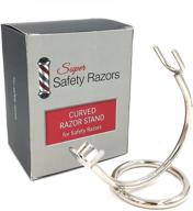 🪒 premium curved chrome razor stand - perfect fit for safety razors with 80mm+ handle lengths logo