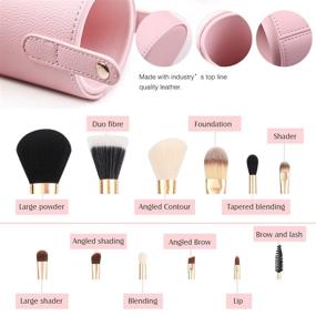 img 2 attached to 💄 Zoreya Makeup Brush Set 12pcs: Pink Synthetic Brushes Travel Set with Holder & Organizer - Foundation, Powder, Contour, Blush, Eye Brushes - Bonus Makeup Sponge