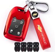 чехол для брелока tsisun smart key для chevrolet chevy silverado 1500 2500hd 3500hd suburban tahoe 2019-2021 с защитой от умного пульта дистанционного управления на 3/4/5/6 кнопок (красный) логотип