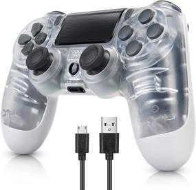 img 4 attached to 🎮 PS4/ Slim/Pro Wireless Game Controller – Dual Vibration, 6-axis Gyro Sensor, Audio Function (Transparent White)