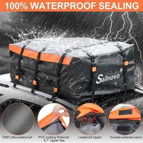 img 3 attached to Sailnovo Waterproof Rooftop Cargo Carrier PRO: 20 Cubic Feet Heavy Duty Roof Top 🌧️ Luggage Storage Bag with 10 Reinforced Straps - Ideal for Car, Truck, SUV with/Without Rack