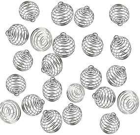 img 2 attached to 📿 JIALEEY Spiral Bead Cage Pendants, 100PCs 20x25mm Silver Plated Stone Holder Necklace Findings for Jewelry Making and Crafting