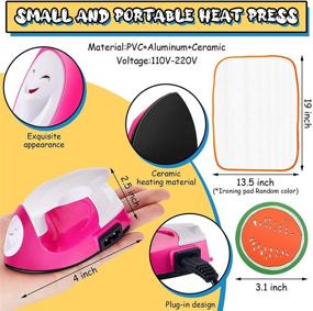 img 3 attached to 🌹 Portable Mini Heat Press Machine with Accessories - Ideal for T-Shirts, Shoes, Bags (Rose Red)