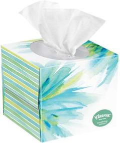 img 2 attached to Kleenex Смягчающие салфетки с алоэ, кокосовым маслом и витамином Е, 4 кубические коробки, 1 коробка с 85 салфетками. Всего 340 салфеток. Различные цвета.