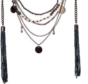 img 1 attached to RICHERA Multi Layer Tassel Hanging Necklace: 📿 Elegant Black Metal Plating for Women and Girls Jewelry