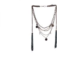 richera multi layer tassel hanging necklace: 📿 elegant black metal plating for women and girls jewelry logo