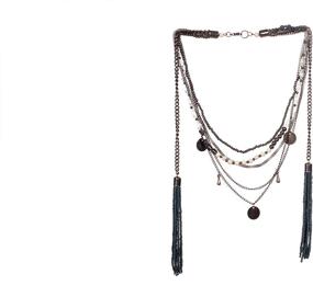 img 2 attached to RICHERA Multi Layer Tassel Hanging Necklace: 📿 Elegant Black Metal Plating for Women and Girls Jewelry