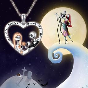 img 1 attached to Sterling Silver Nightmare Necklace - Jack and Sally Pendant Heart, Ideal Family Necklace Nightmare Jewelry Gift for Christmas, Mom, Wife, Girlfriend