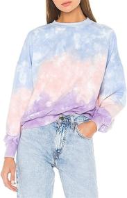 img 4 attached to 👚 Eytino Colorblock Tie Dye Long Sleeve Women's Sweatshirt - Printed Pullover Tops (Sizes S-2XL)