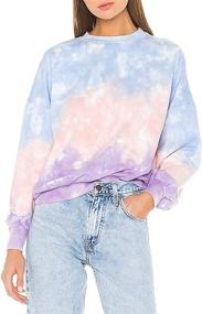 img 3 attached to 👚 Eytino Colorblock Tie Dye Long Sleeve Women's Sweatshirt - Printed Pullover Tops (Sizes S-2XL)