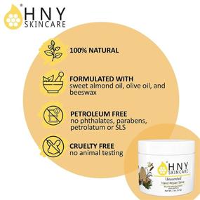 img 2 attached to 👐 HNY Skincare Hand Repair Salve - Unscented, 100% Natural, Organic Beeswax & Olive Oil, Moisturizing Balm for Dry, Sensitive Skin, 2.0 oz