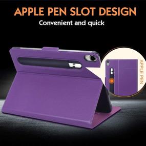 img 3 attached to 📱 FYY New iPad Pro 12.9" 3rd Generation Case 2018 - Luxury Cowhide Genuine Leather Handcrafted Case with Pencil Holder - Purple