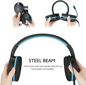 img 1 attached to 🎧 Blue-Black Gaming Headset - Bass Surround, Noise Cancelling, Flexible Mic - 3.5mm Wired Adjustable Over-Ear Headphones for Nintendo Switch, Xbox One, PS4, PS5, Laptop, PC, iPad, Smartphones
