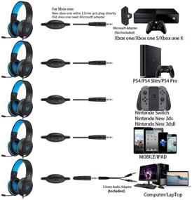 img 3 attached to 🎧 Blue-Black Gaming Headset - Bass Surround, Noise Cancelling, Flexible Mic - 3.5mm Wired Adjustable Over-Ear Headphones for Nintendo Switch, Xbox One, PS4, PS5, Laptop, PC, iPad, Smartphones