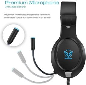 img 2 attached to 🎧 Blue-Black Gaming Headset - Bass Surround, Noise Cancelling, Flexible Mic - 3.5mm Wired Adjustable Over-Ear Headphones for Nintendo Switch, Xbox One, PS4, PS5, Laptop, PC, iPad, Smartphones