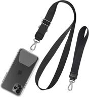 shanshui phone lanyard: universal cell phone neck/wrist strap tether for all smartphones - black with durable pads logo